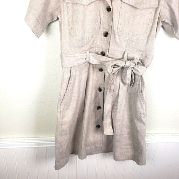 Women's Banana Republic Linen Blend Button-Down Elegant Beige Stylish Dress Sz 6 - Picture 3 of 9